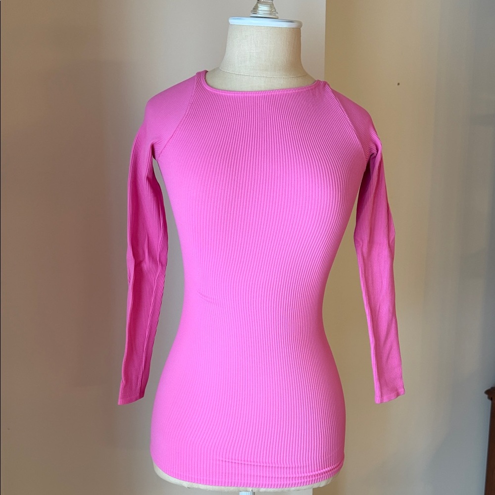 Free People Vibrant Pink Long Sleeve Women's Top